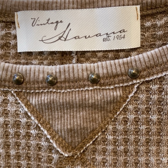 Vintage Havana Boho Copper Waffle Knit Faded Top Large - Picture 6 of 7